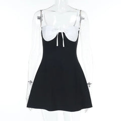 Black Two Tone Strap Mini Dress