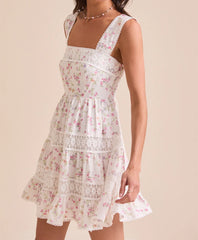 White Floral Tank Mini Dress