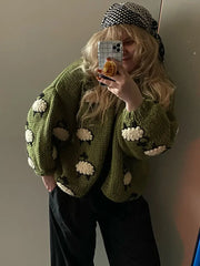 Sheep Embroidery Cardigan