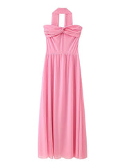 Mesh Scarf Strapless Long Dress