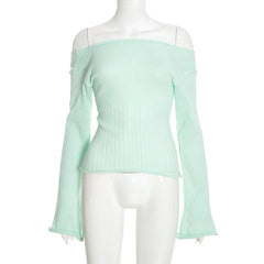 Long Sleeve Knitted Wrap Tie Up Multi Way Top