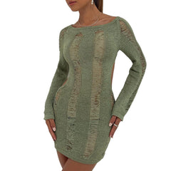 Long Sleeve Open Back Mini Dress