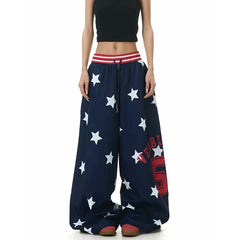 Letter Star Print Drawstring Sweatpants