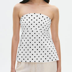 Strapless Peplum Back Tie Up Bandeau Top