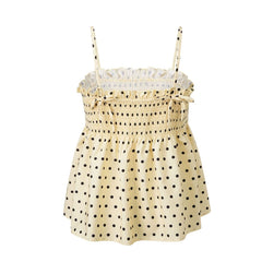 Smocked Spaghetti Strap Polka Dot Babydoll Top