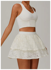 Lace Tiered Tennis Sports Mini Skirt