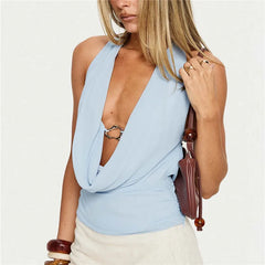 Cowl Neck Metal Ring Tank Top