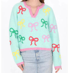 Bow Embroidery Sweater