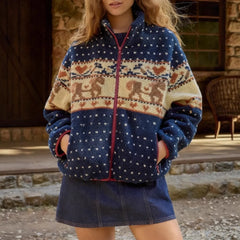 Plush Christmas Jacket With Zipper Pocket