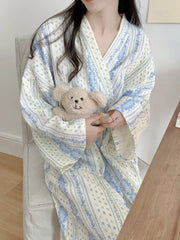 Cartoon Print Kimono Long-Sleeve Robe Nightgown