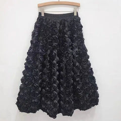 3d Flower Midi Skirt