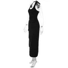 Halter Neck High Split Midi Dress