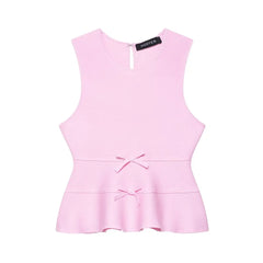 Pink sleeveless top with a bow detail 