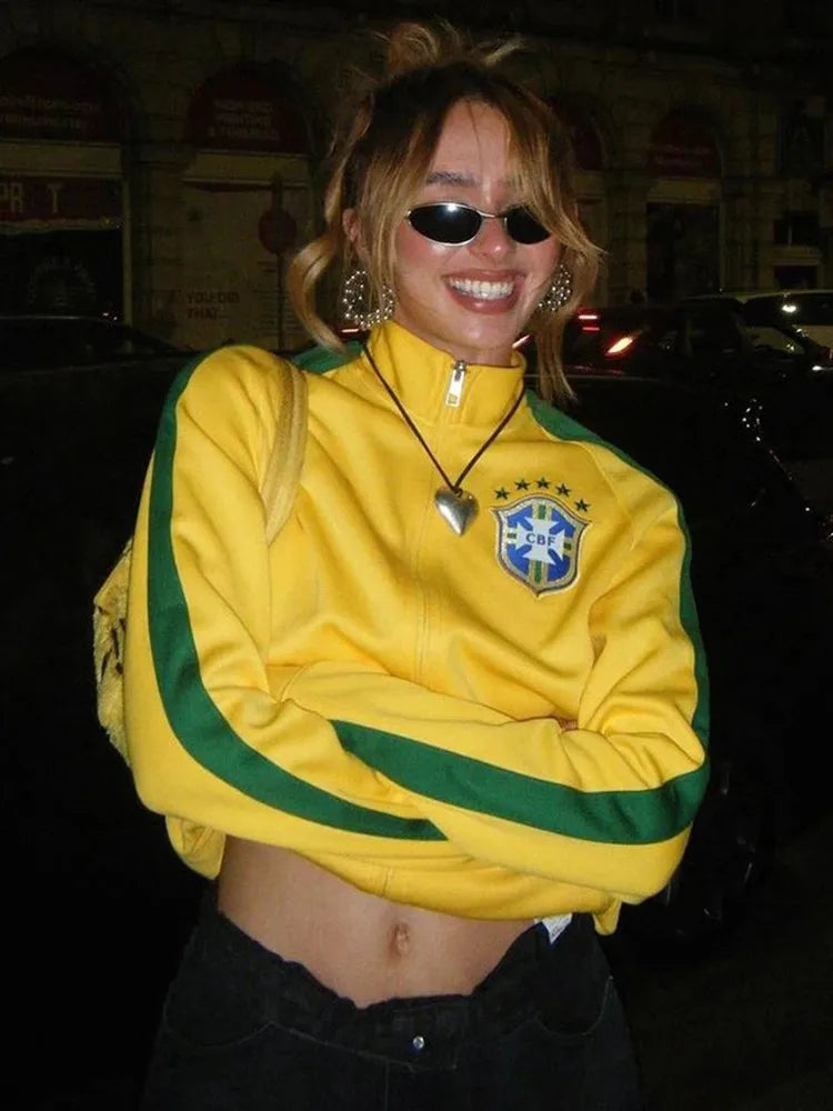 Yellow Zipper Brazil Tracksuit Jacket Free From Label