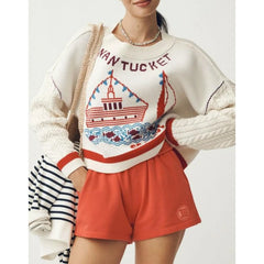 Sailboat Letter Print Pullover