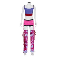 “Women’s Y2K cosplay racer outfit pink and purple”