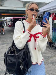 White Bowknot Sweater