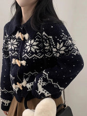 Knitted Collar Open Christmas Fluffy Cardigan