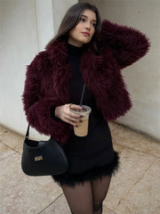 Faux Fuzzy Fur Crop Coat