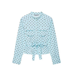 Blue Polka Dot Jacket And Shorts Set