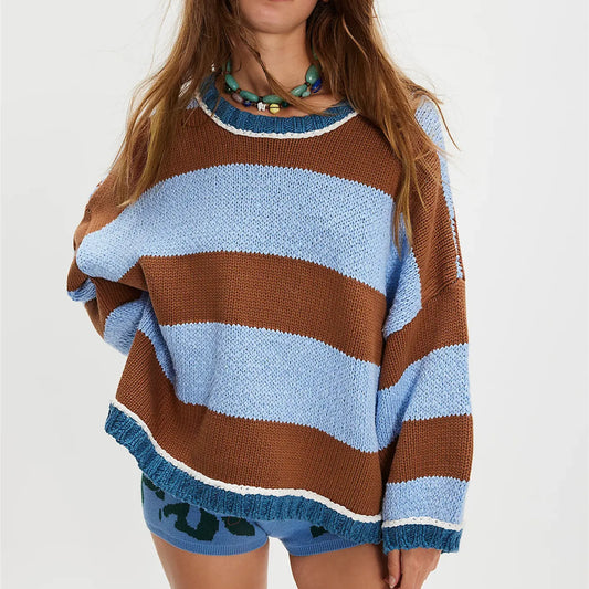Striped Knit Pullover Top