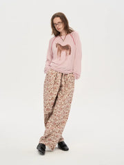 Pink Horse Print Long Sleeve Top