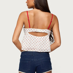 Cami Ribbion Tie up Polka Dot Top
