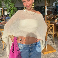 Sheer Shawl Beach Cover-ups Knitted Top