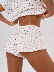 Printed Crop Top And Shorts Sleepwear Set