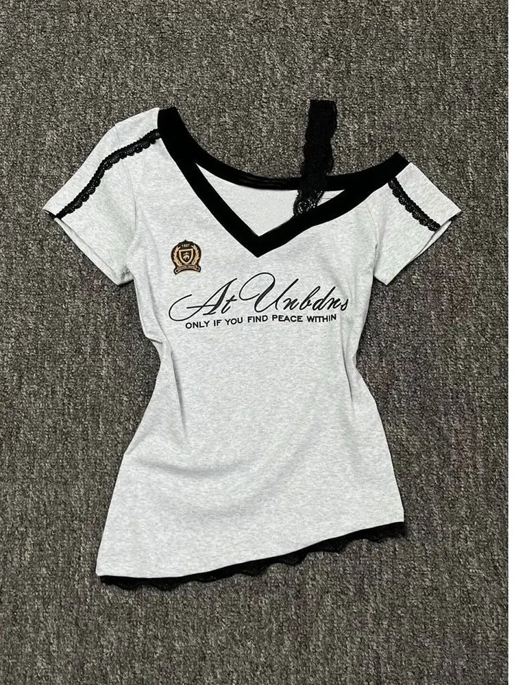 Grey Lace Sport Off shoulder Top – Free From Label