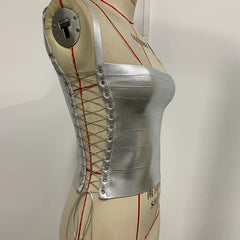 Metallic Side Lace Up Bandage Top