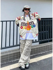 M&M Graphic Embroidered Bomber Jacket - Free From Label