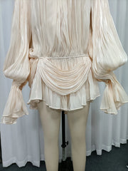 Gladiator Pleated Puff Long Sleeve Mini Dress