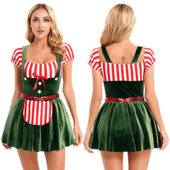 “Holiday velvet cosplay costume with red tutu skirt”