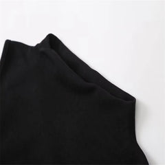 Black Stand Collar Sleeveless Open Back Mini Dress