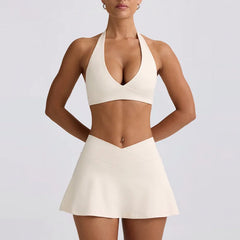 Yoga Set 2 Pieces Sport Bra High Waist Short Skirt