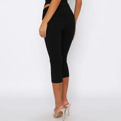 Ruched Foldable Elastic Waist Capri Pants