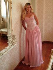 Halter Neck Lace Corset Tie Patchwork Long Dress
