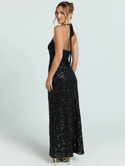 Floral Sequin Bodycon Maxi Dress