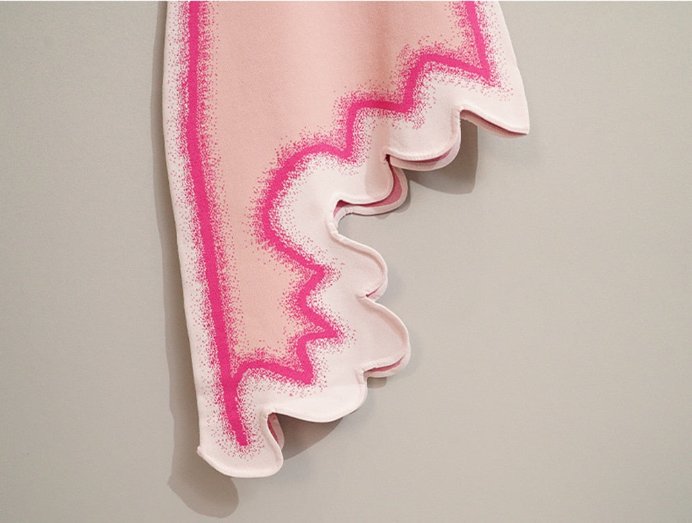 Pink Asymmetrical Wavy Hem Sleeveless Midi Dress