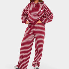 Striped Long Sleeve Hoodie Sweatshirt and Joggers Pants Tracksuit Set