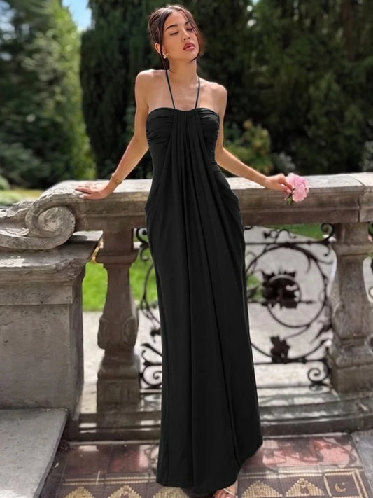 Halter Drape Long Dress