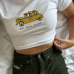 Graphic Cab Text White Tee - Free From Label