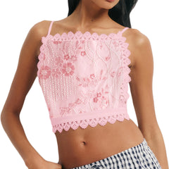 Bead Flower Pattern Square Open Back Top