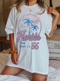 Florida56 Oversized Coconut Tree Print T-Shirt