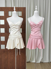 Satin Spaghetti Strap Waist Snitched Mini Dress