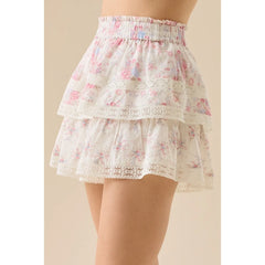 Floral tiered skirt on a plain background