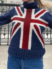 Blue Uk Flag Turtleneck Sweater