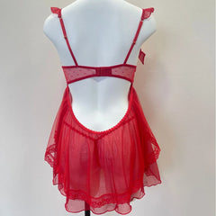 Red  See Through Mesh Push Up Nightgown