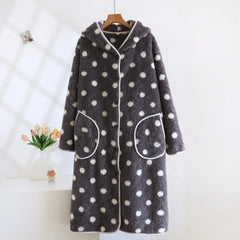 Polka Dot Plush Bathrode Nightgown